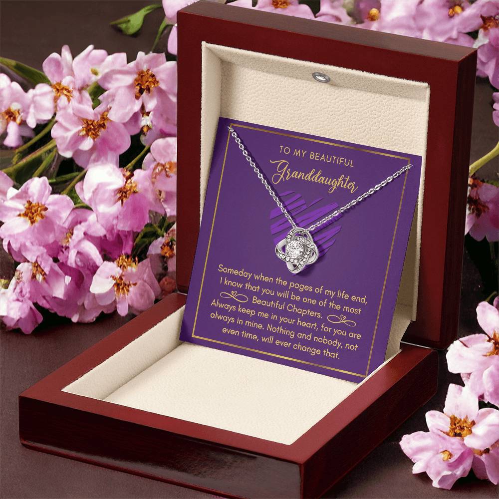 To My Beautiful Granddaughter Love Knot Necklace Love Knot Necklace