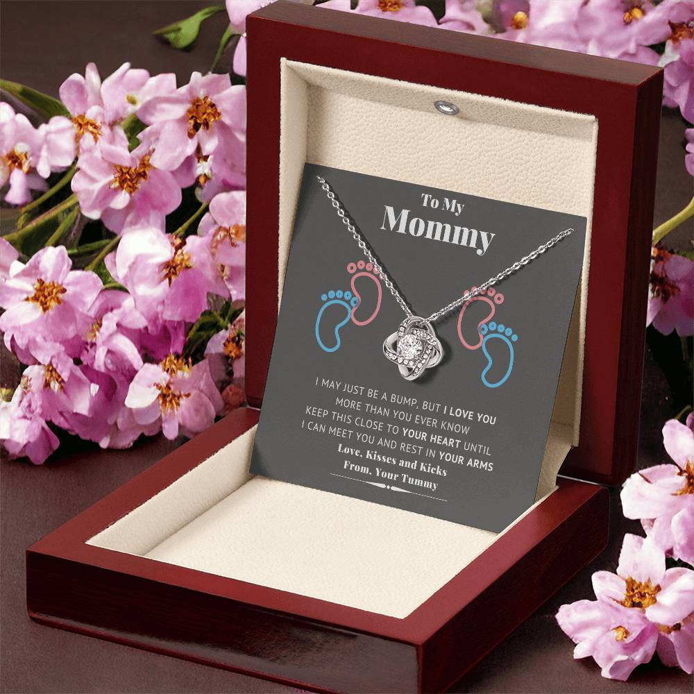 To My Mommy Baby Feet Heart First Time Mom Mom To Be Baby Shower Gift Expecting Mother Pendant Necklace Gift Set New Mom Gender  Love Knot Necklace