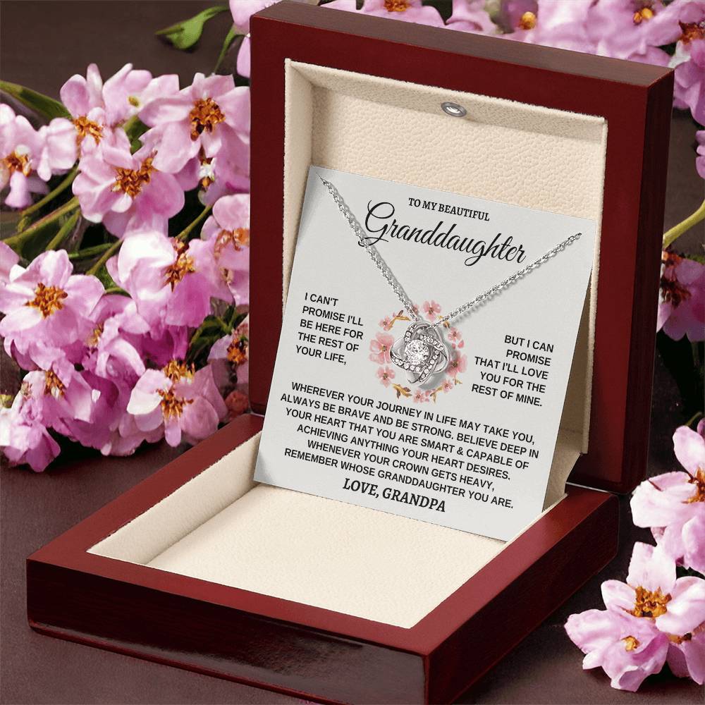 To My Beautiful Granddaughter Necklace Gift For Granddaughter From Grandpa Granddaughter Birthday Graduation Jewelry Gift Love Knot Necklace