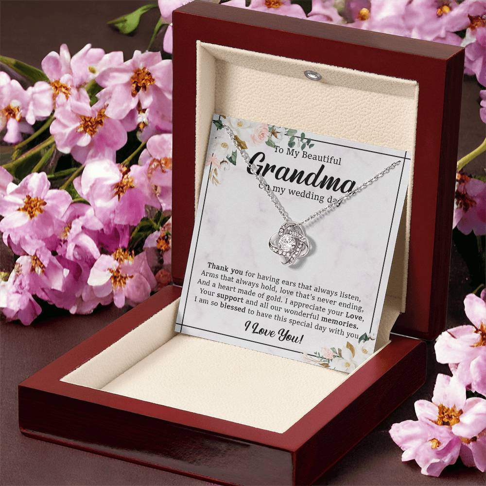 To Grandma Wedding Gift For Grandma Of The Bride Grandmother Wedding Gift From Granddaughter Love Knot Necklace
