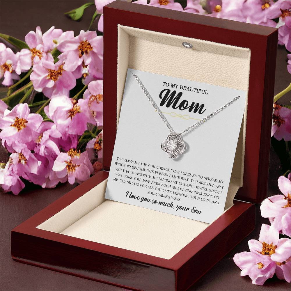 To My Beautiful Mom Necklace Gift For Mom From Son Mother's Day Gift Sentimental Gift Birthday Gift Love Knot Necklace