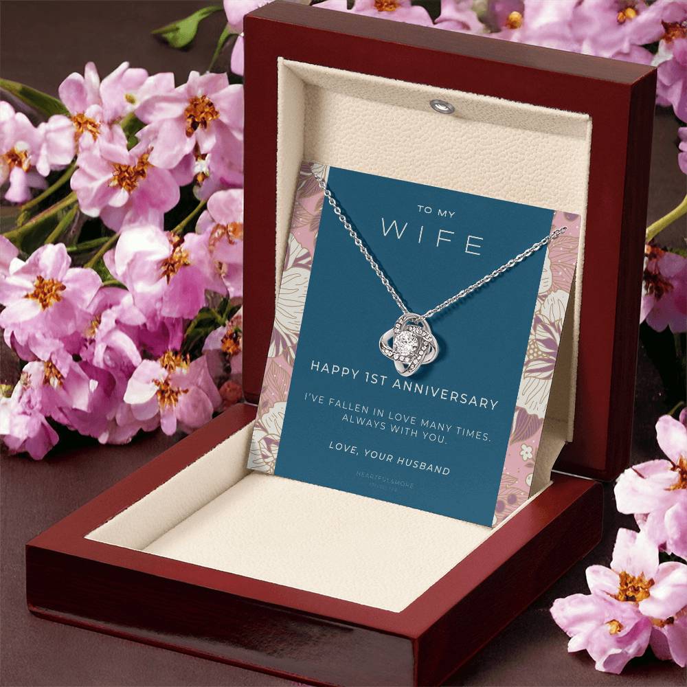 1 Year Anniversary Gift For Wife  1 Year Anniversary Gifts  1 Year Wedding Anniversary Gift Ideas  1St Wedding Anniversary Gift F(8) Love Knot Necklace