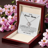To My Dear Mom - Heart Melt Message Love Knot Necklace Love Knot Necklace