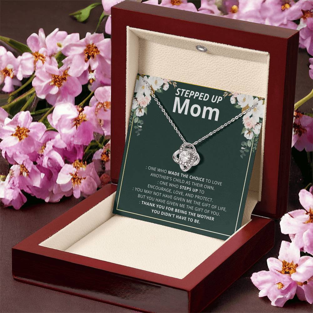 To My Step Mom Stepped Up Mom Necklace Gift For Bonus Mom Second Mom Birthday Mother's Day Gift Love Knot Necklace