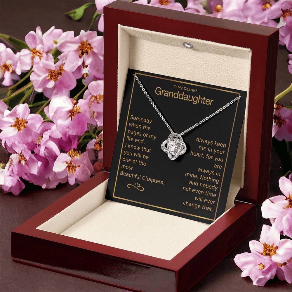 To My Dearest Granddaughter Love Knot Necklace Love Knot Necklace