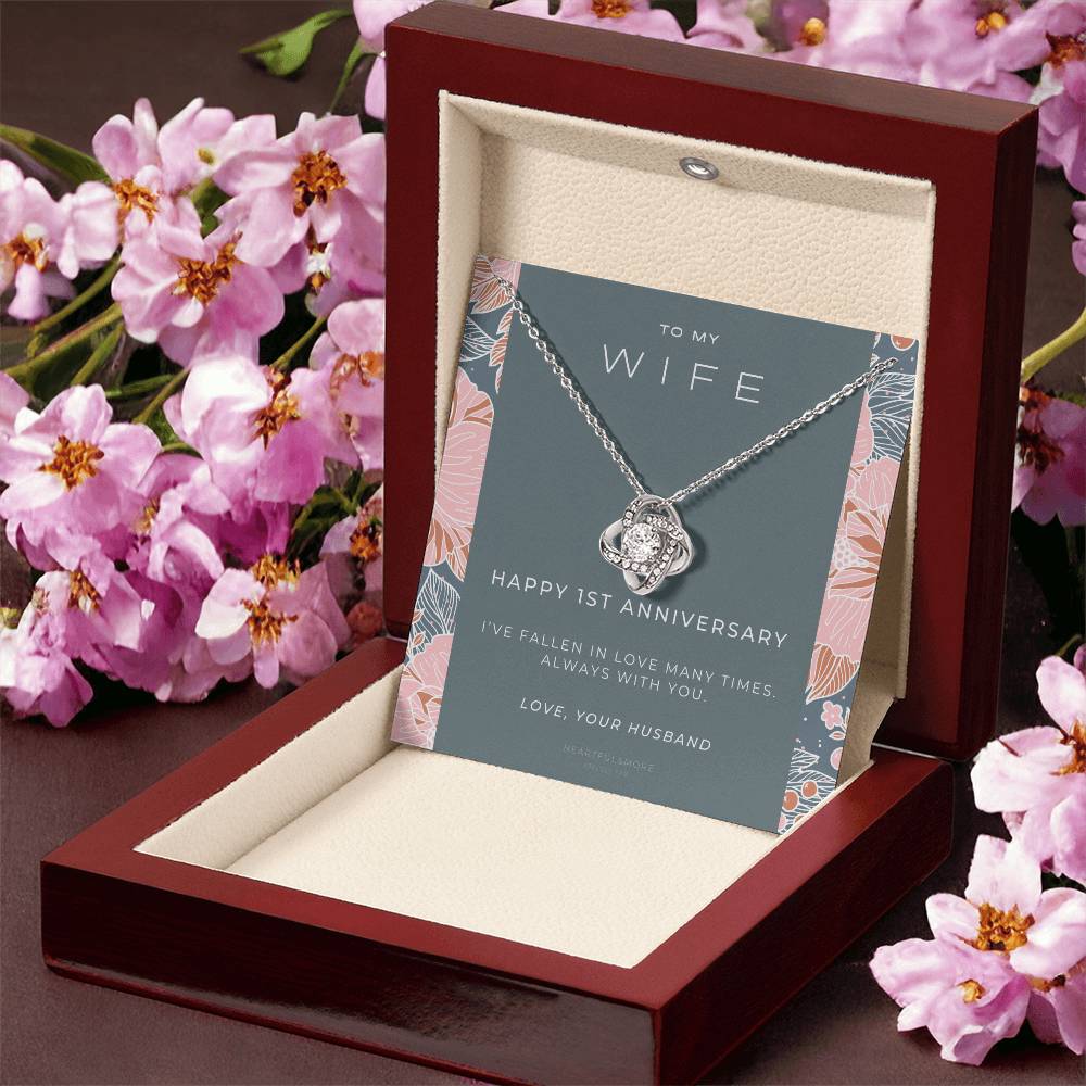 1 Year Anniversary Gift For Wife  1 Year Anniversary Gifts  1 Year Wedding Anniversary Gift Ideas  1St Wedding Anniversary Gift F(6) Love Knot Necklace