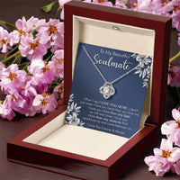 Gift For Your Soulmate Love You More Navy Flower Love Knot Necklace Love Knot Necklace