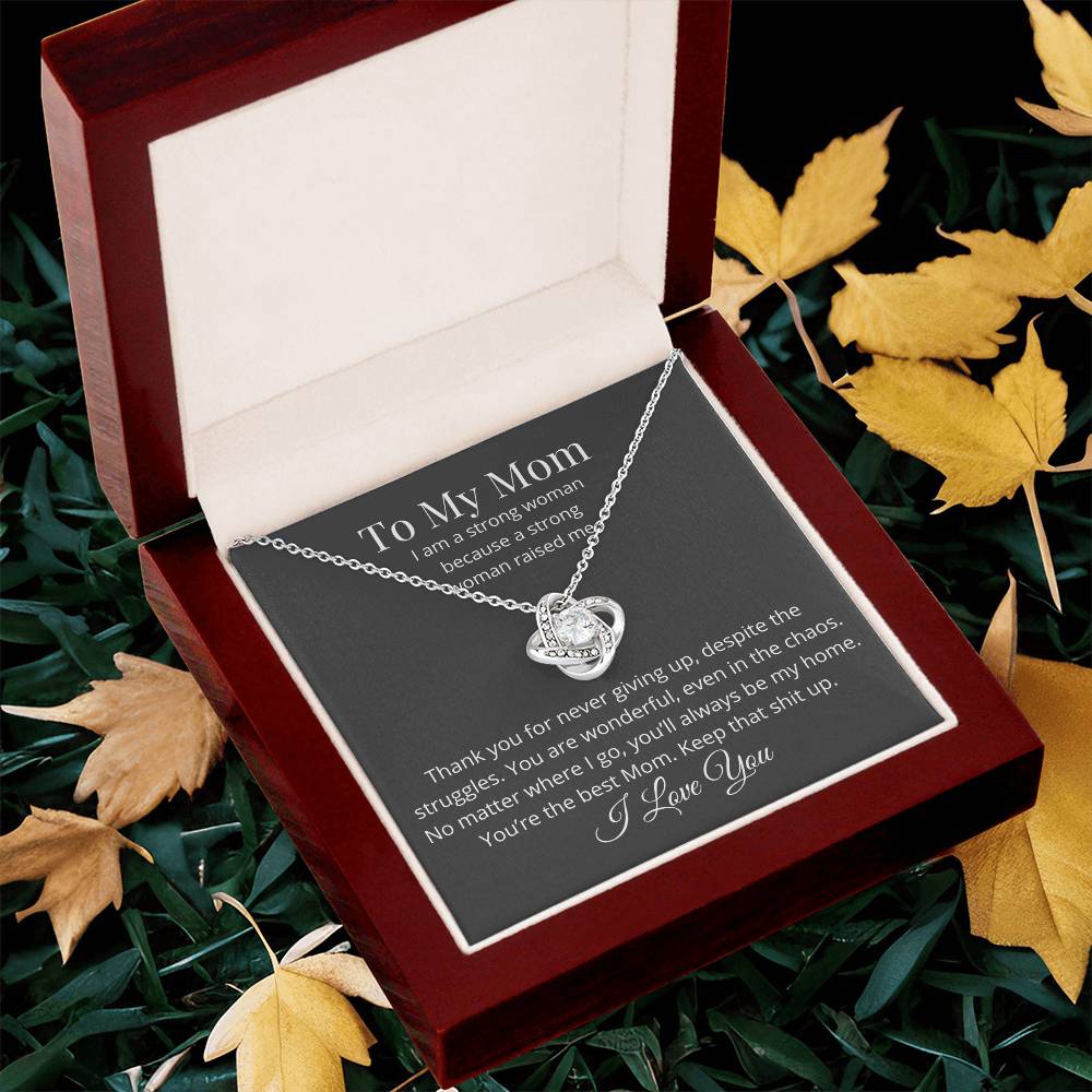 Thank You For Never Giving Up Love Knot Necklace