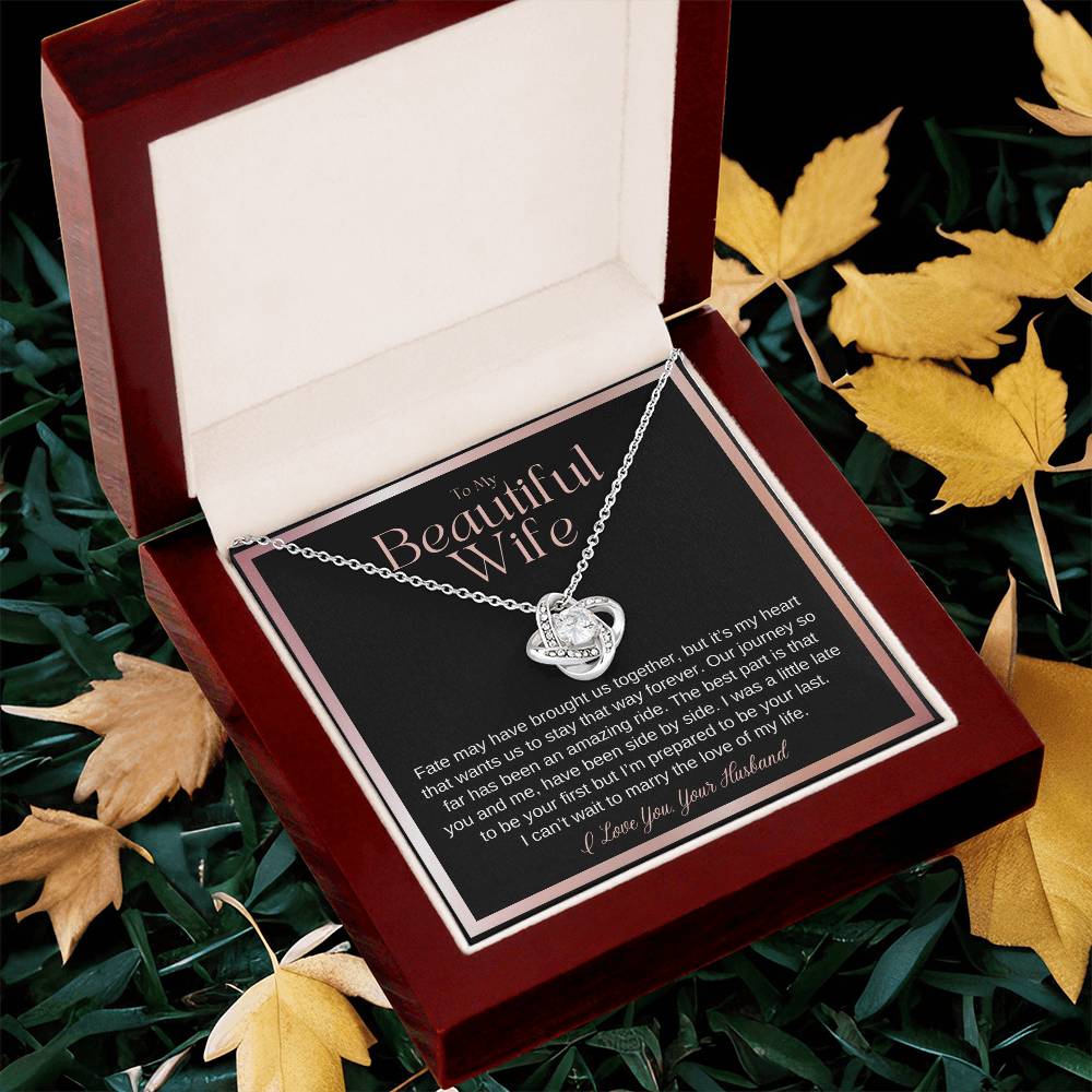 Wife Gift On Wedding Day Bride Gift From Groom On Wedding Day Fate May Have Brought Us Together Wife Wedding Necklace Gift From Husband Love Knot Necklace