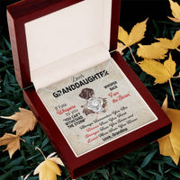 Dear Granddaughter - Whisper Back I Am The Storm Love Grandma - Braver Stronger Loved Love Knot Necklace