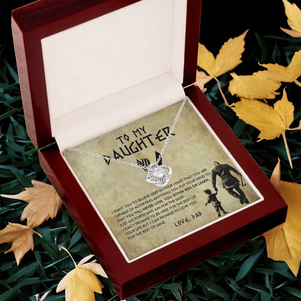 To My Daughter Jewelry With Luxury Box Daughter Birthday Gift Viking Girl  Bold Brave Strong Viking Dad Chr Love Knot Necklace