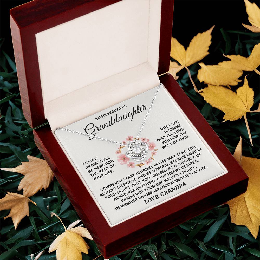 To My Beautiful Granddaughter Necklace Gift For Granddaughter From Grandpa Granddaughter Birthday Graduation Jewelry Gift Love Knot Necklace
