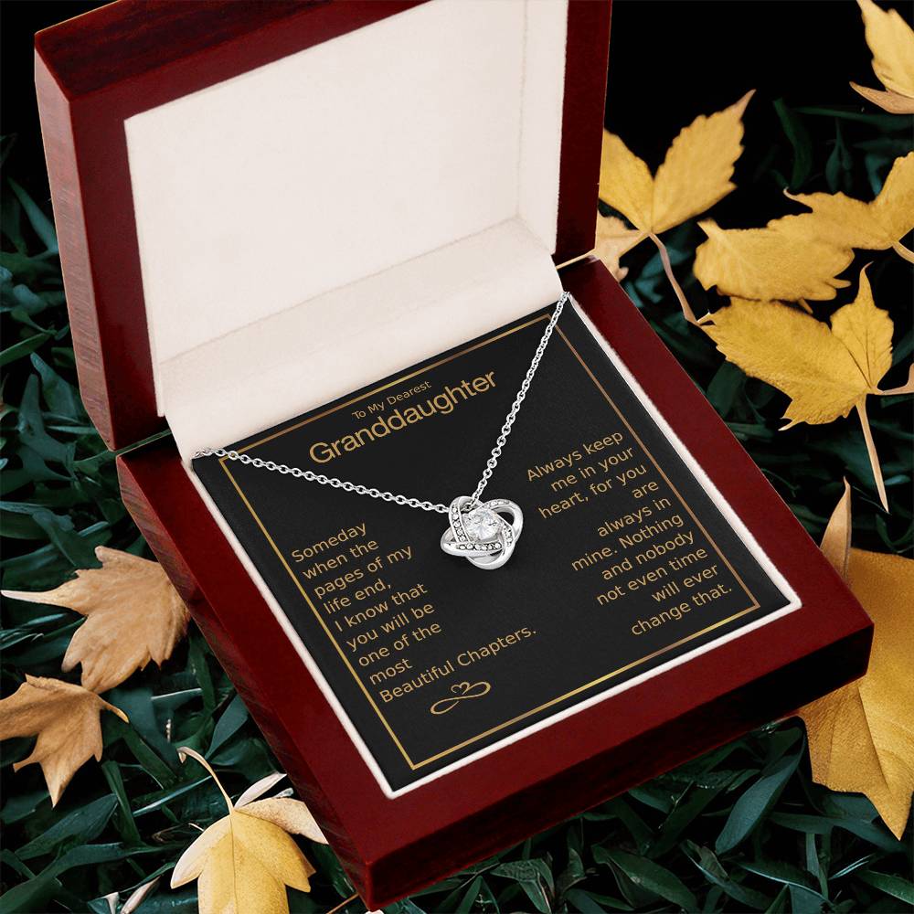 To My Dearest Granddaughter Love Knot Necklace Love Knot Necklace