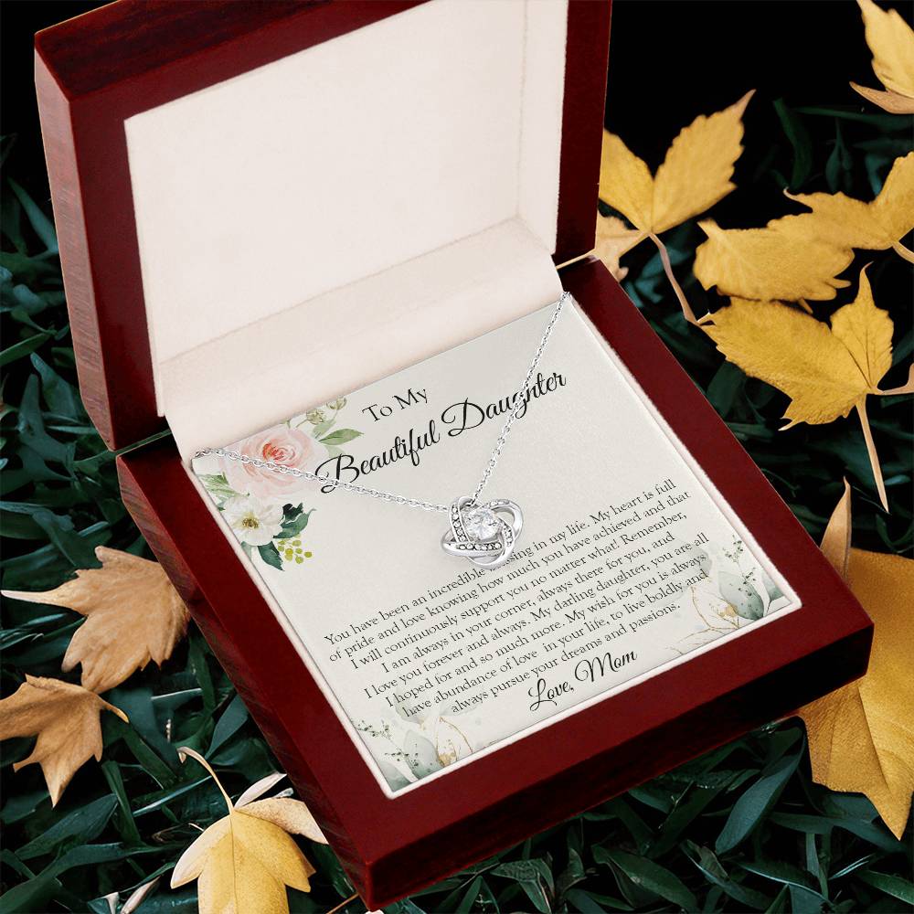 To My Daughter Necklace Gift For Daughter From Mom Sentimental Gift Love Knot Necklace