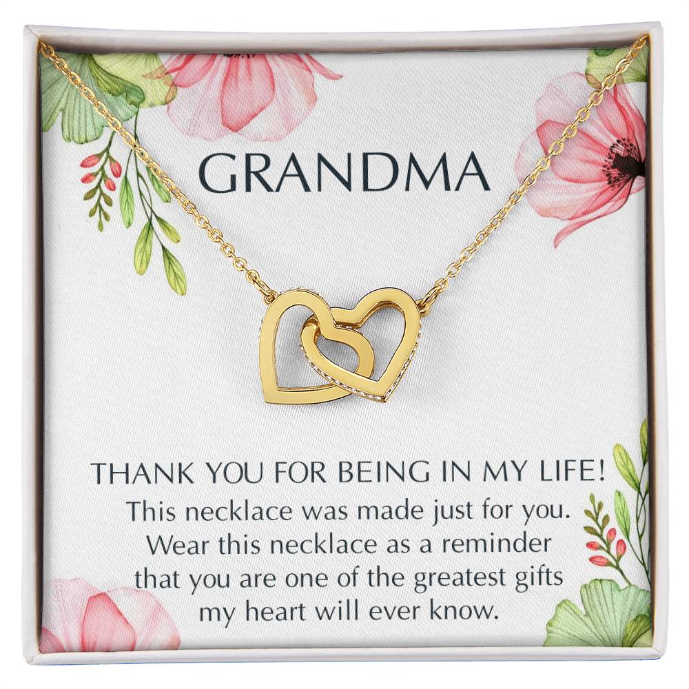 Grandma Interlocking Hearts Necklace Message Card