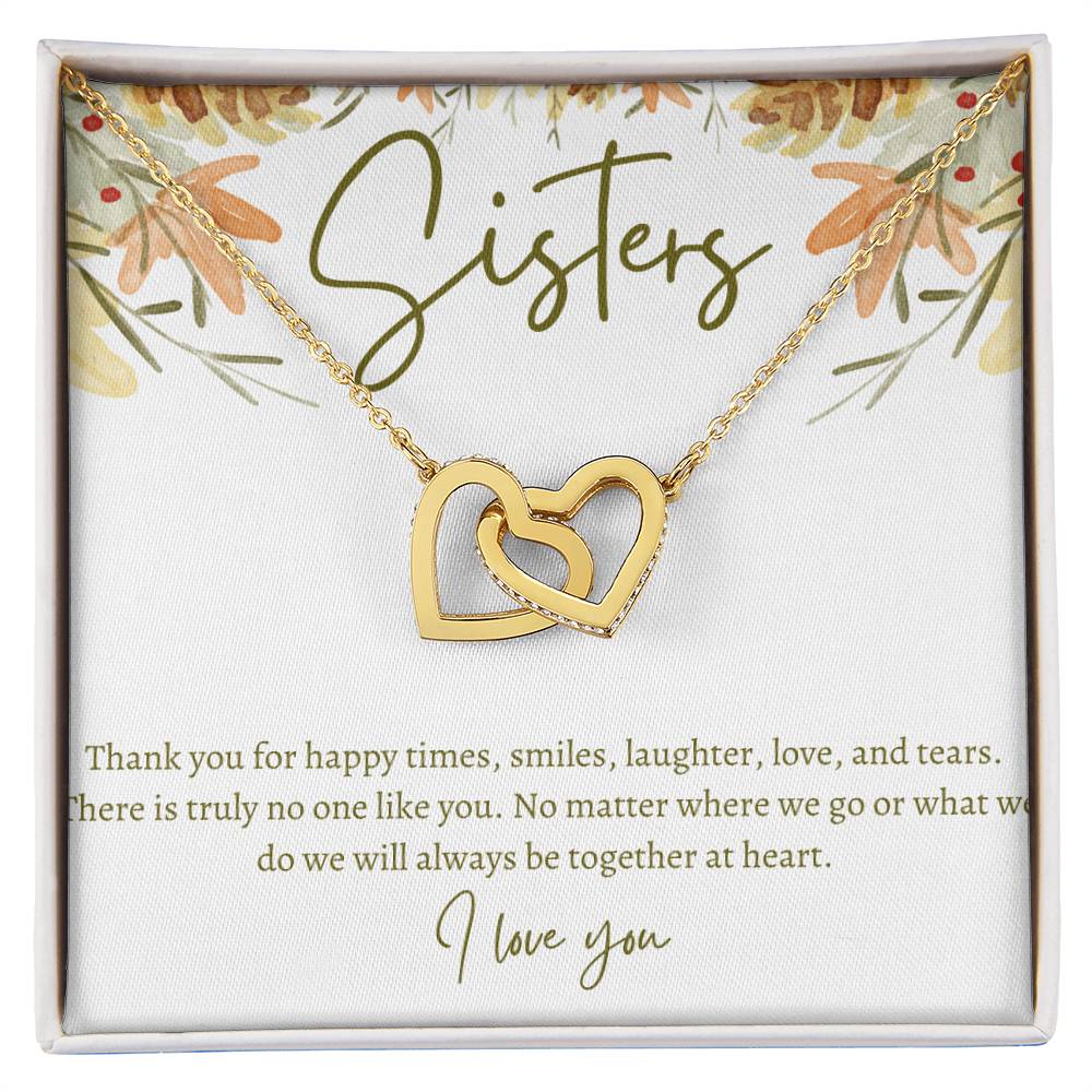 Sisters Necklace Gift For Sister Birthday Gift Sister Jewelry Big Sister Jewelry Little Sister Thoughtful Gift Message Card Interlocking Hearts Necklace