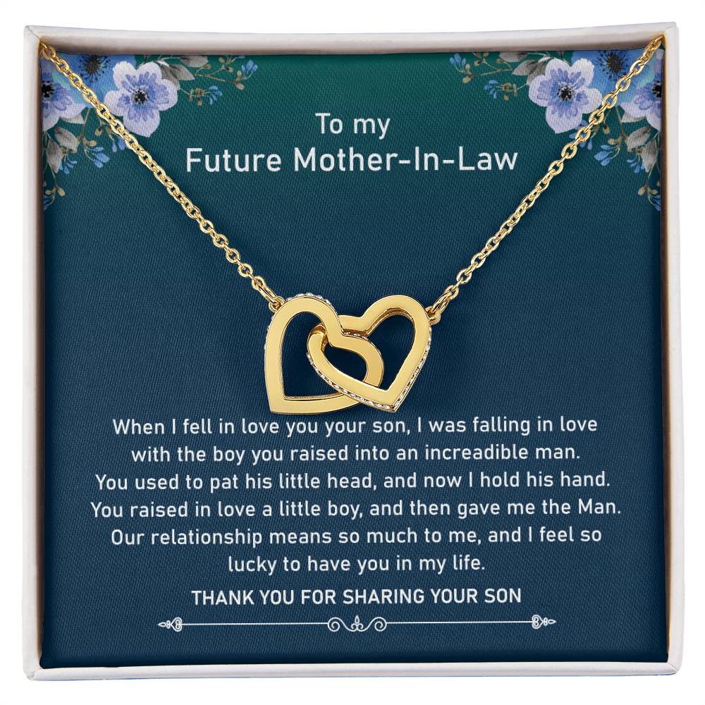 Future Mother In Law - Raised Incredible Man Interlocking Heart Necklace Interlocking Hearts Necklace