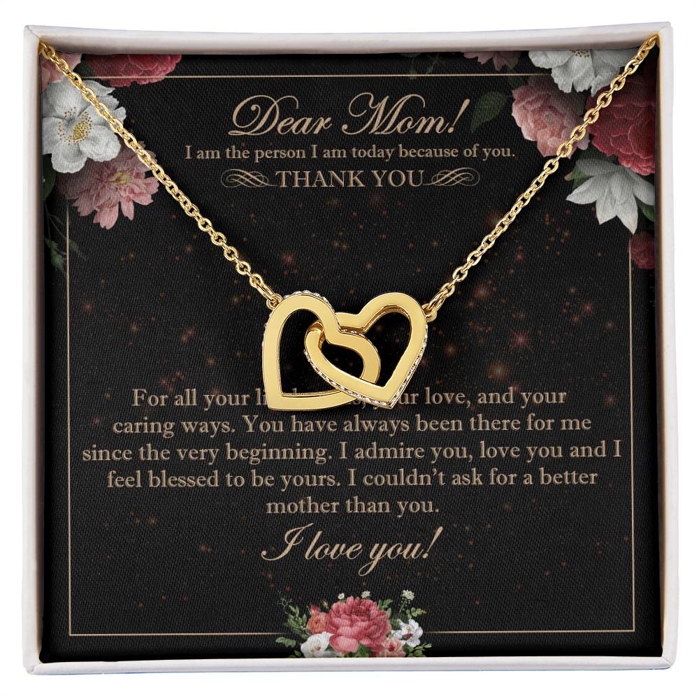 Dear Mom Interlocking Hearts Necklace Message Card