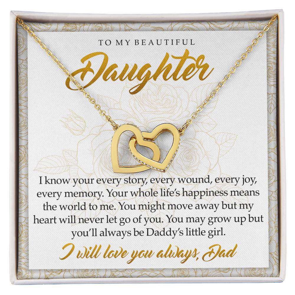 To My Daughter You'Ll Always Be Daddy'S Little Girl Interlocking Hearts Necklace