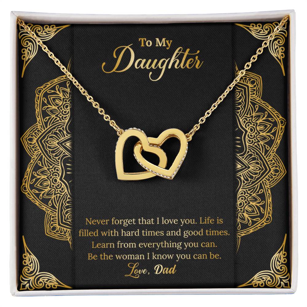Never Forget That I Love You. Necklace. Two Hearts. Interlocking Hearts Necklace