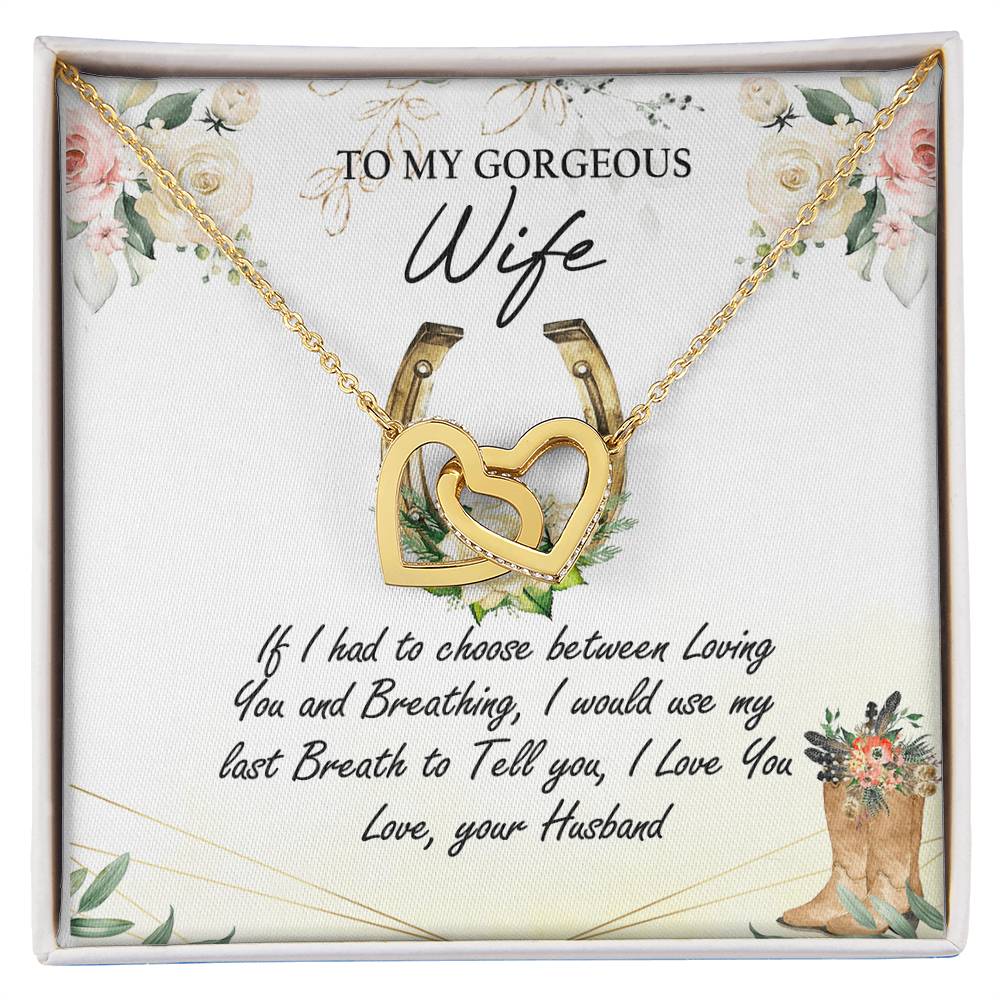 To My Gorgeous Wife Interlocking Hearts Necklace Mother'S Day Message Card