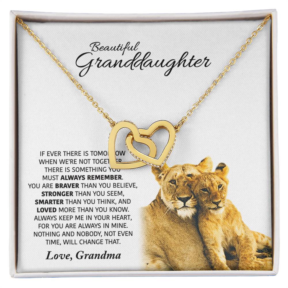 Love Gift For Granddaughters From Grandma - Interlocking Hearts Necklace