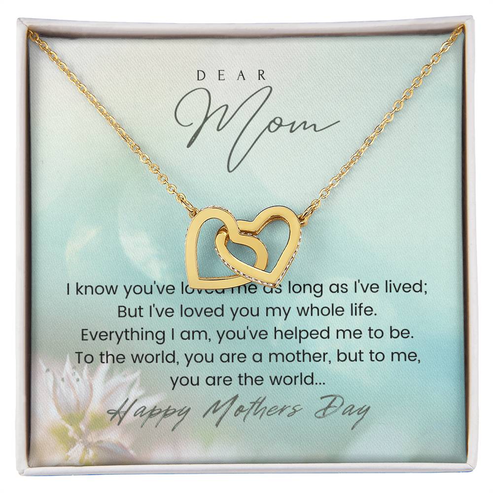 Happy Mothers Day Mom Double Heart Necklace Interlocking Hearts Necklace