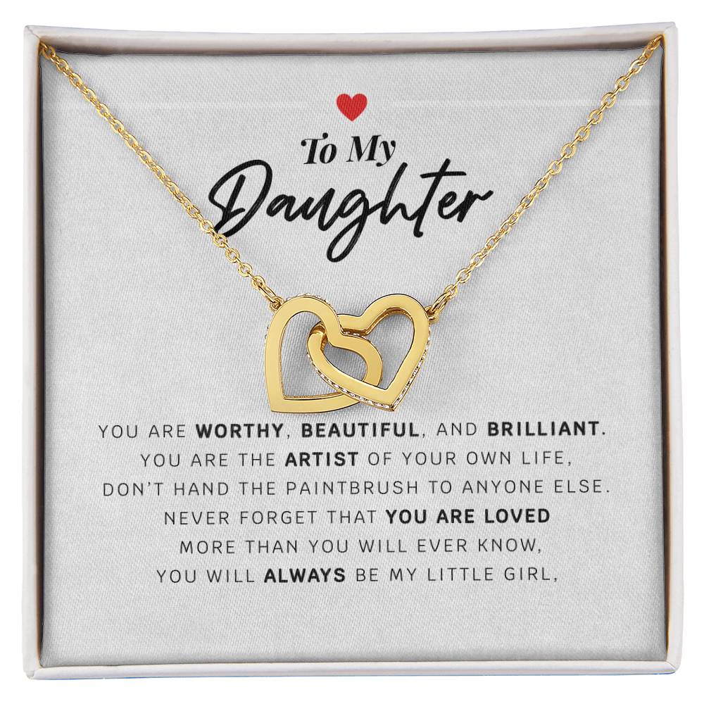 Daughter Necklace Gift Hearts From Mom Dad To Our Dear Daughter Present For Christmas Birthday Jewelry From Parents Interlocking Hearts Necklace