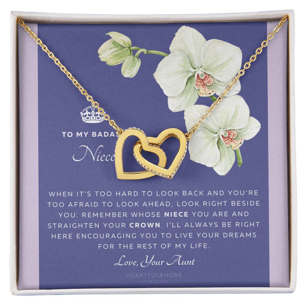 To My Niece Live Your Dreams Necklace Gift For Niece From Aunt Niece Birthday Graduation Christmas Present Interlocking Hearts Necklace