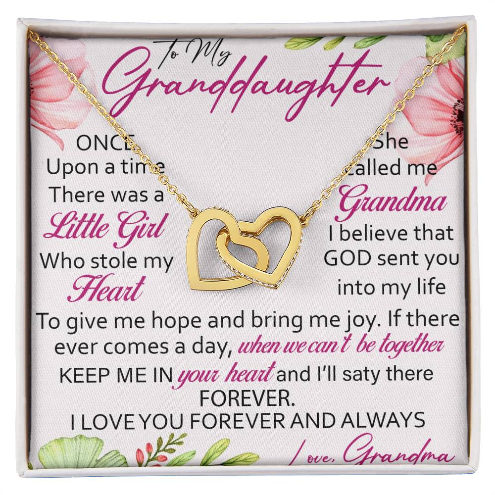 To My Granddaughter Interlocking Hearts Necklace Message Card