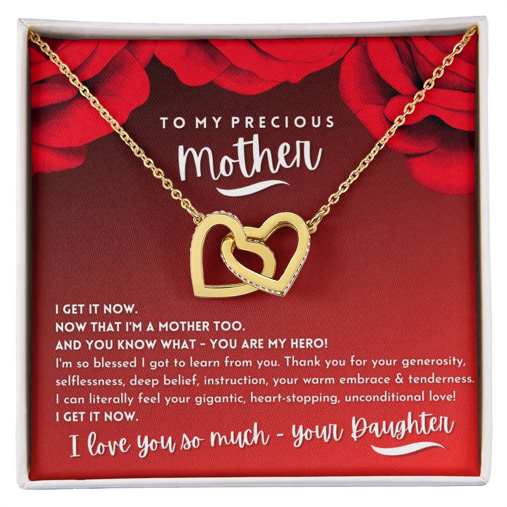 To My Precious Mother From Daughter - Never-Ending Love Necklace Interlocking Hearts Necklace