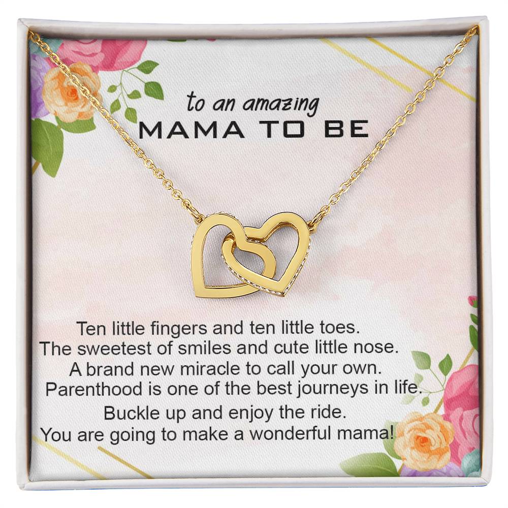 To An Amazing Mama To Be Necklace Gift Gift For First Time Mom Pregnancy Gift For Best Friend Mom To Be Interlocking Heart Necklace Interlocking Hearts Necklace