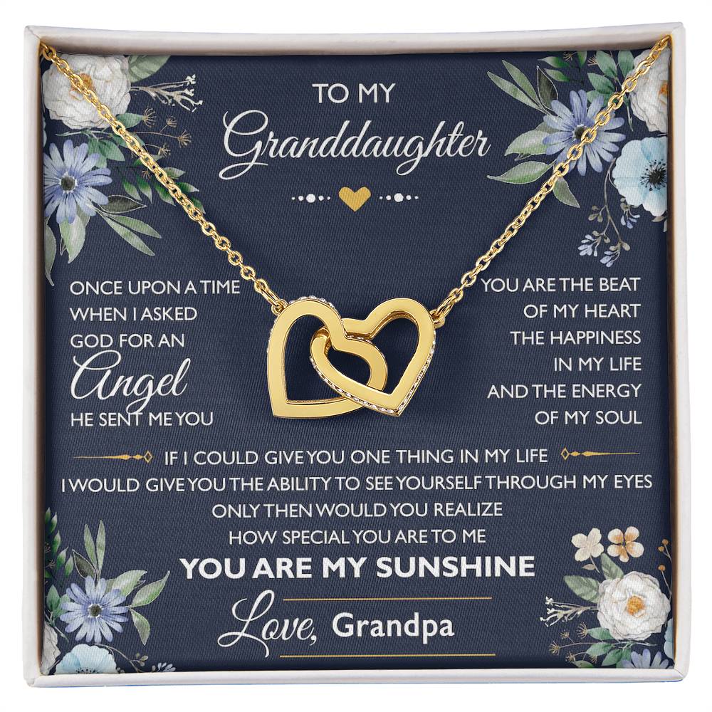 To My Granddaughter From Grandpa - Interlocking Heart Necklace Interlocking Hearts Necklace