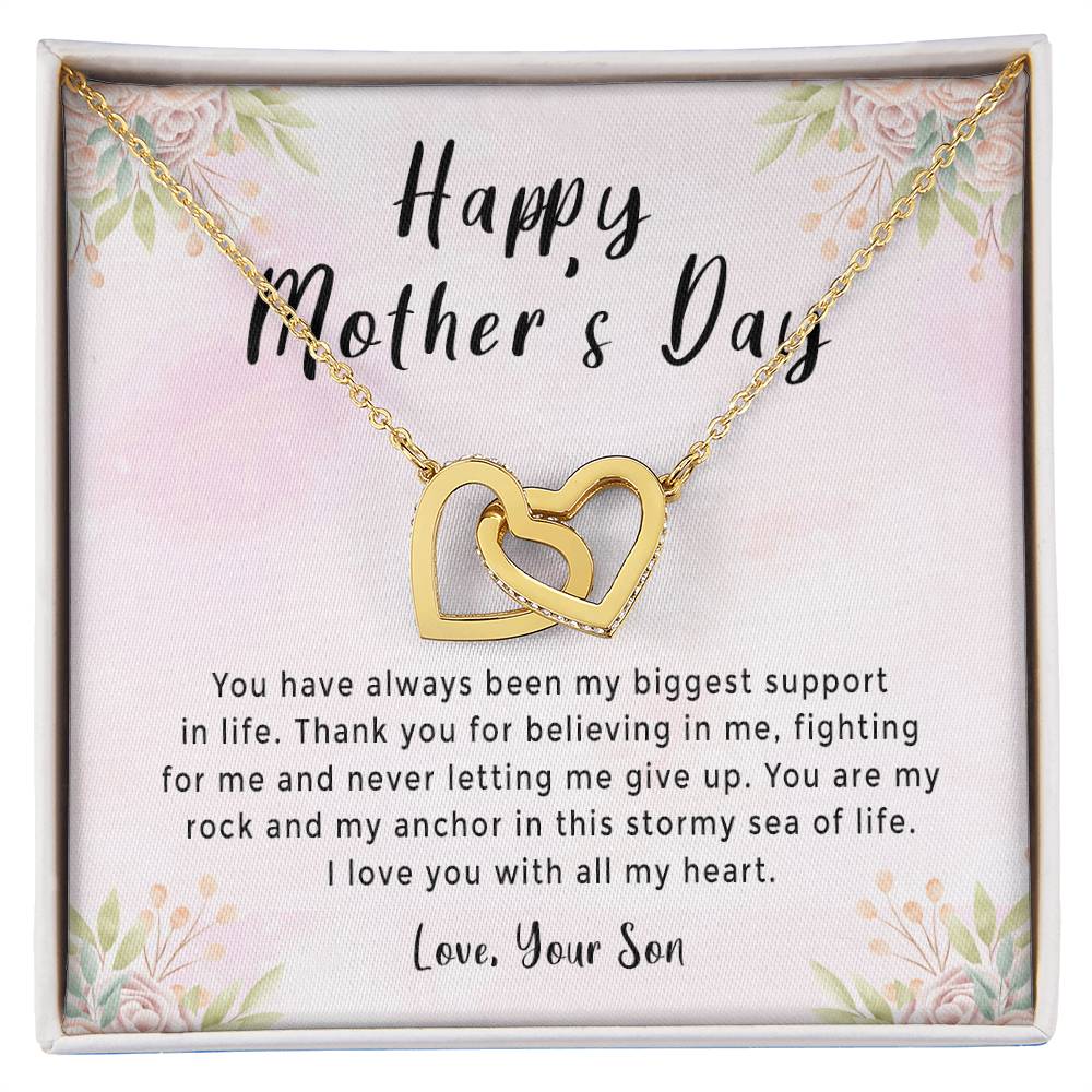 Mother'S Day Gift Necklace From Son On Interlocking Hearts Necklace