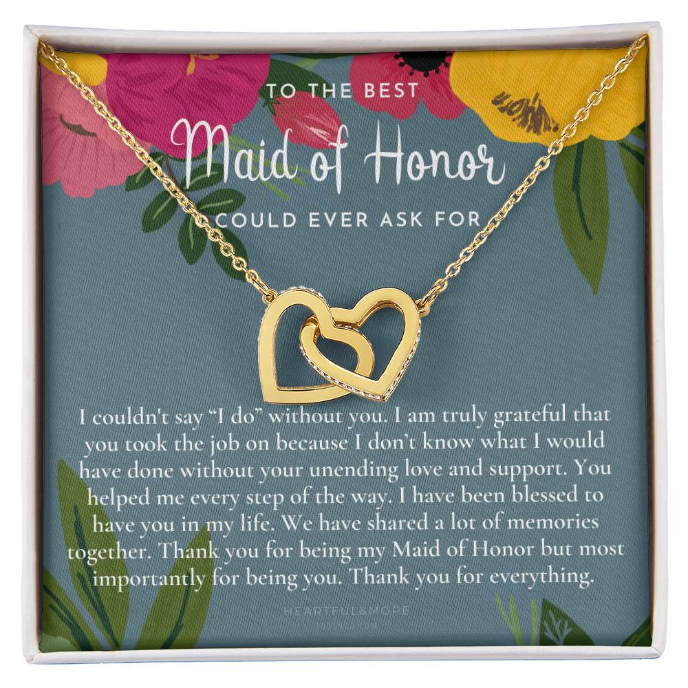 Maid Of Honor Thank You Gift From Bride Bridesmaid Gift Maid Of Honor Gift Necklace Matron Of Honor Gift Thank You Gift From Bride Interlocking Hearts Necklace