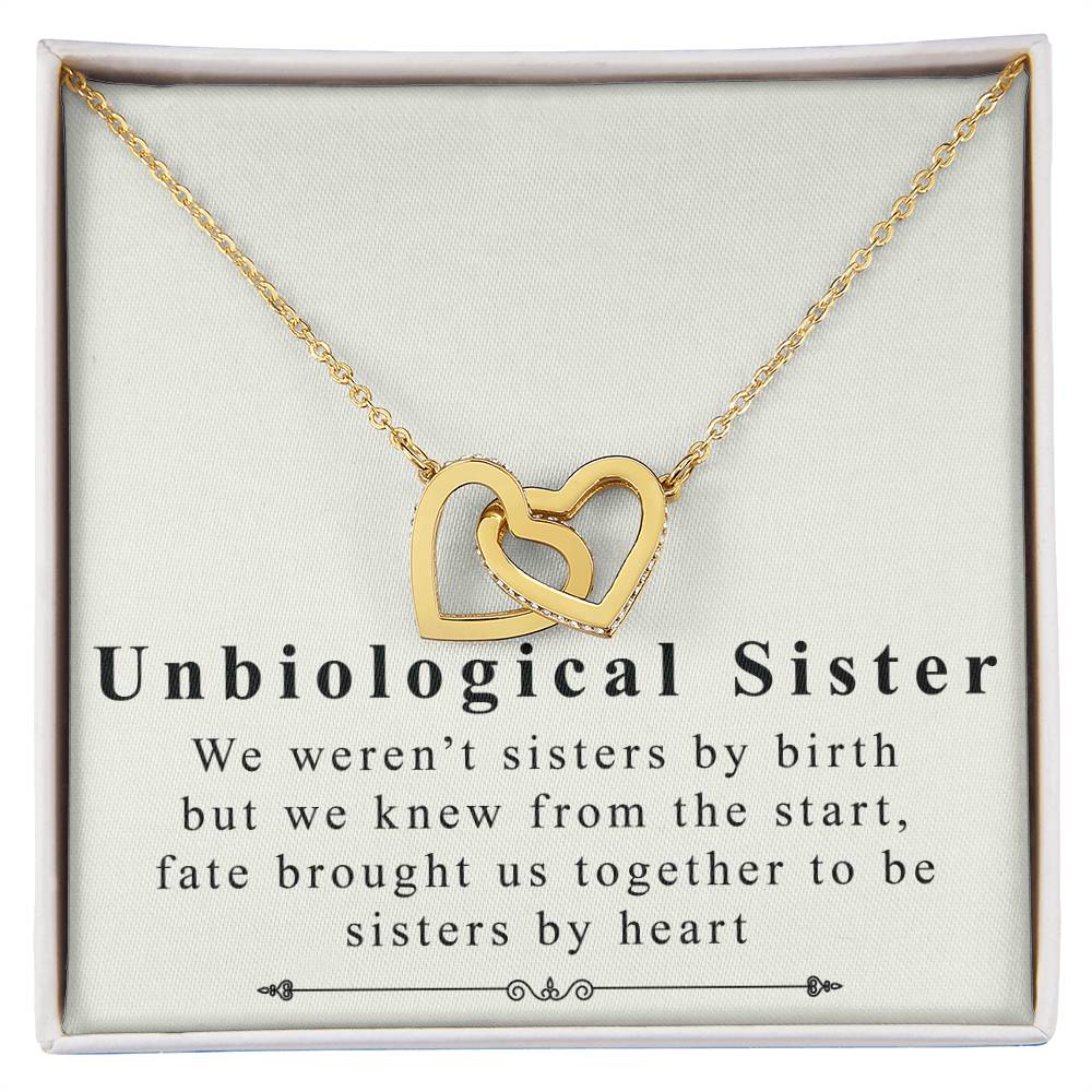 To Unbiological Sister - Interlocking Heart Necklace Interlocking Hearts Necklace