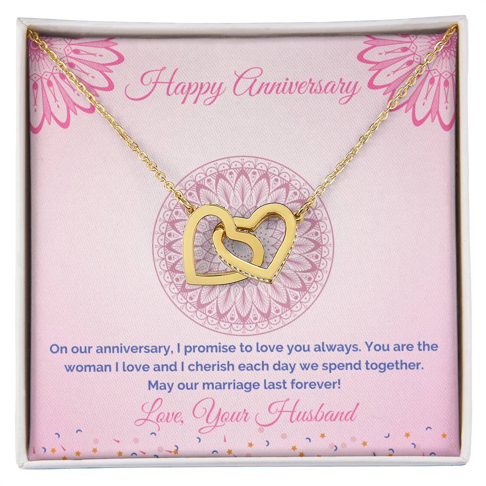 Anniversary Gift For Wife Interlocking Hearts Necklace