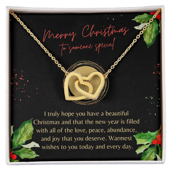 Christmas Interlocking Hearts Necklace Black Holly Someone Special