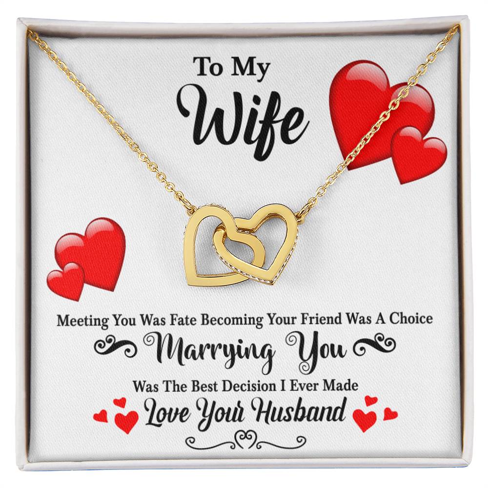 Meeting You Was Fate - Becoming Your Friend Was A Choice - Interlocking Hearts Necklace With Message Card