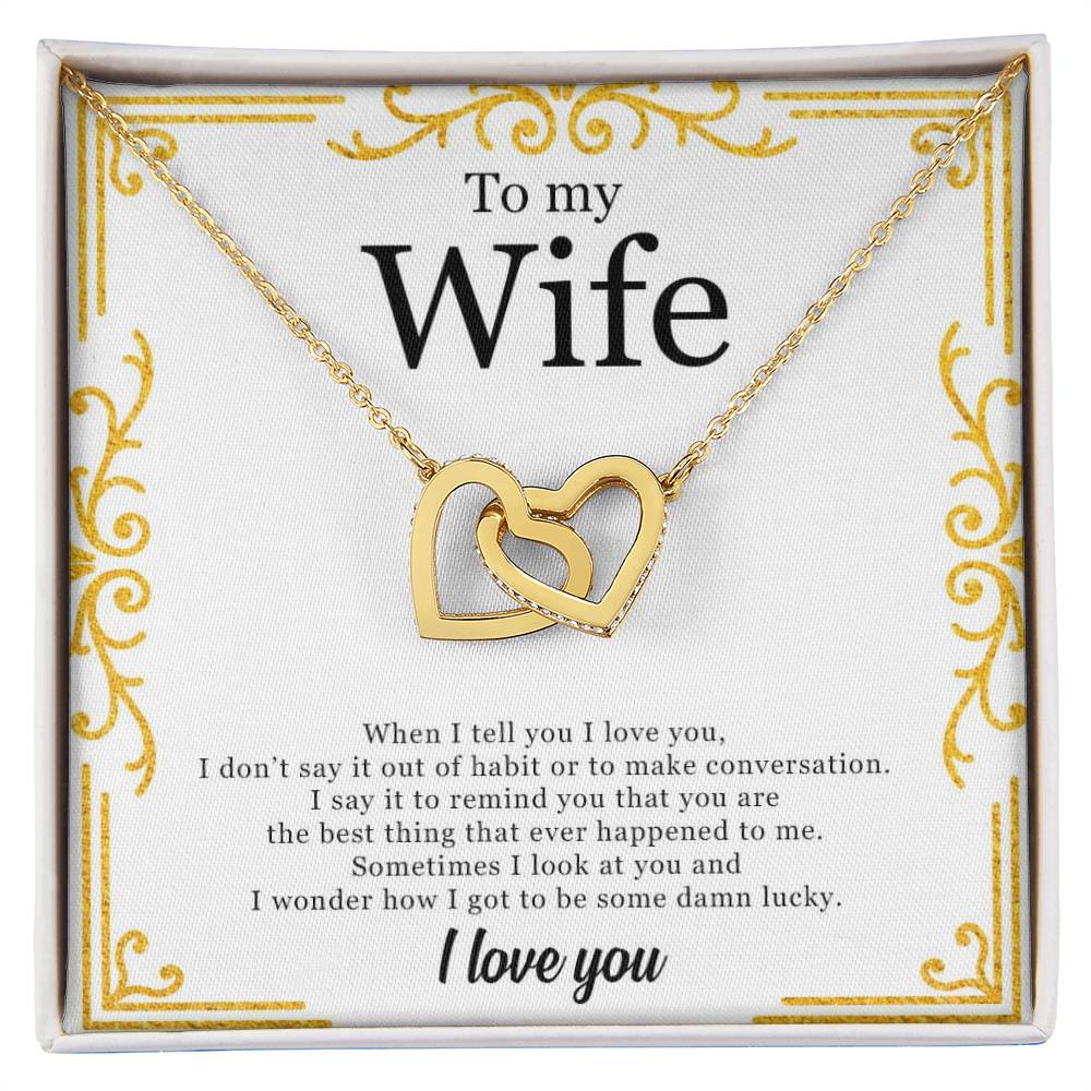 To My Wife - Two Hearts In Love Interlocking Hearts Necklace