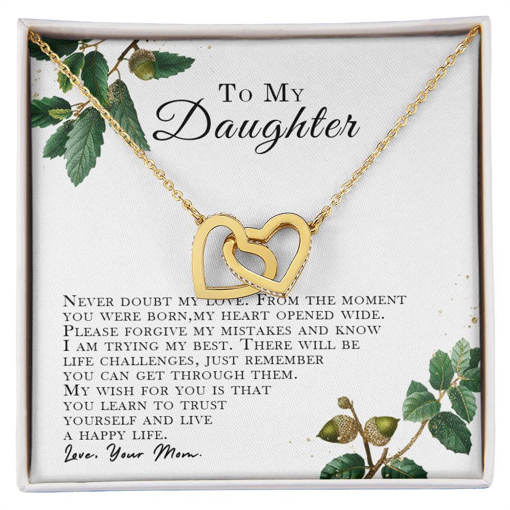 I Will Love You Forever Daughter Gift From Mom. Interlocking Hearts Necklace