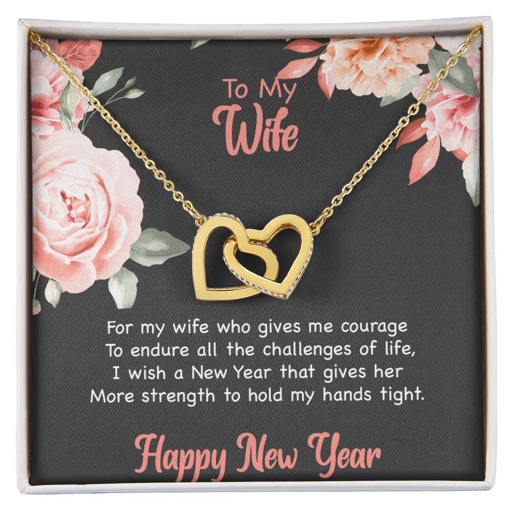 To My Wife - Happy New Year Interlocking Hearts Necklace