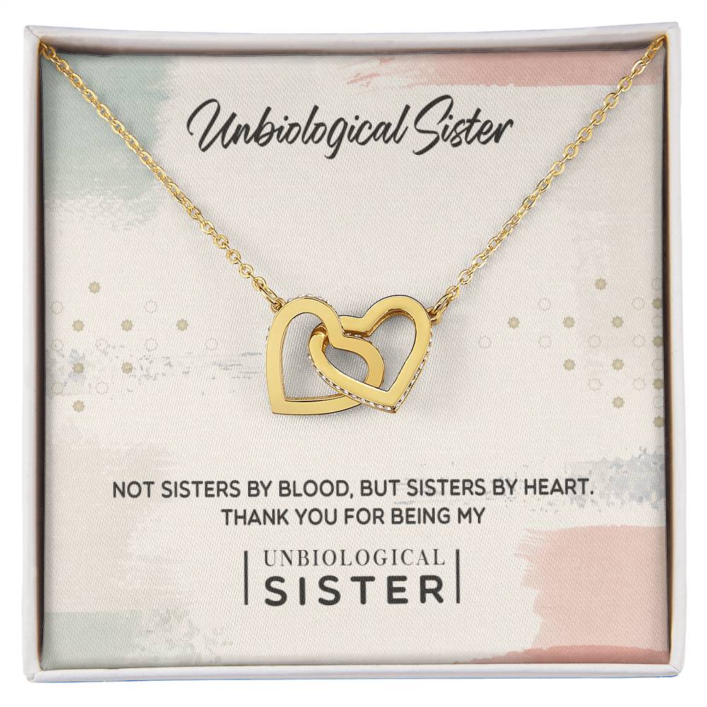 Unbiological Sister - Sisters By Heart Interlocking Hearts Necklace