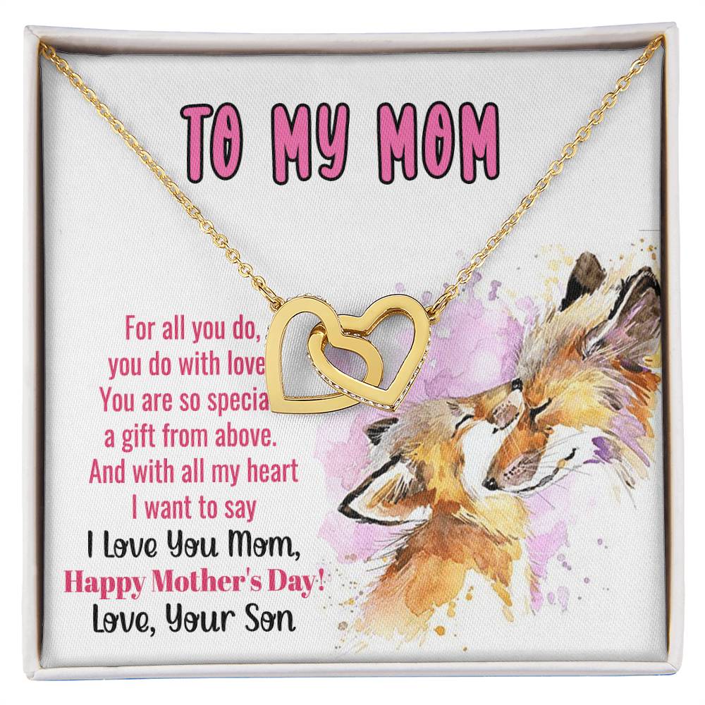 To My Mom Mother'S Day Linked Hearts Necklace From Son Interlocking Hearts Necklace