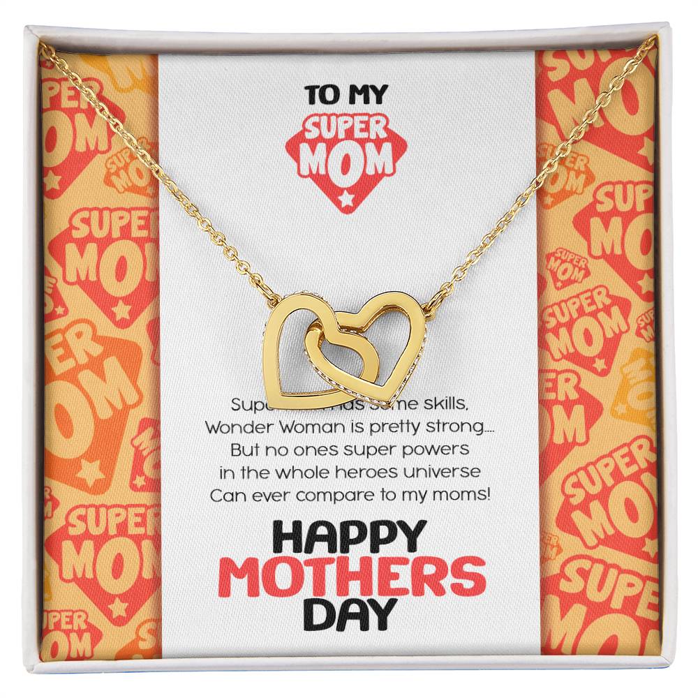 Super Mom Mothers Day Gift Necklace Interlocking Hearts Necklace