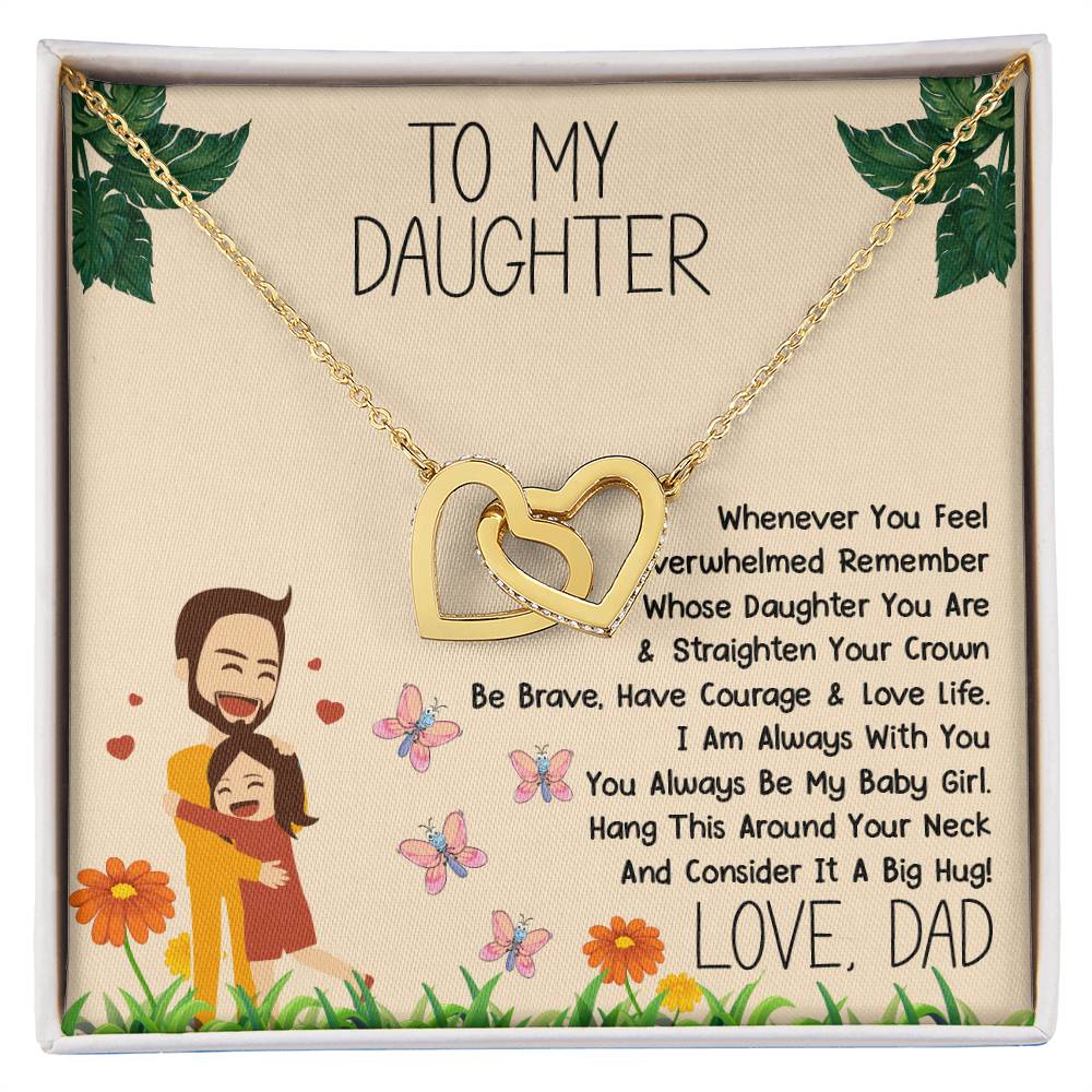 To My Daughter Love Dad Necklace Interlocking Hearts Necklace