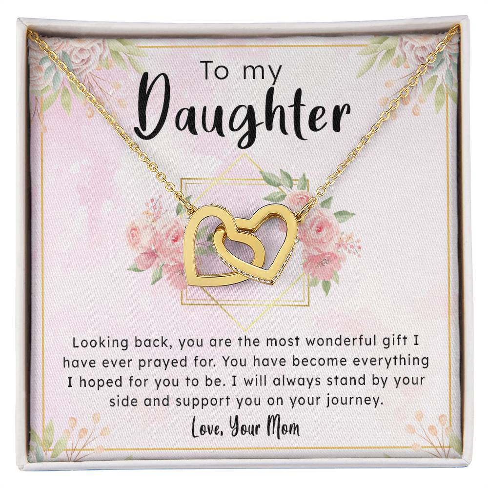 Gift To Daughter From Mom - Always By Your Side Interlocking Hearts Necklace