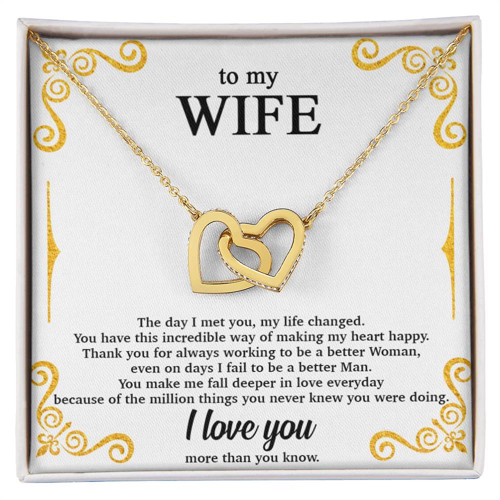 To My Wife - Luxurious Necklace Interlocking Hearts Necklace