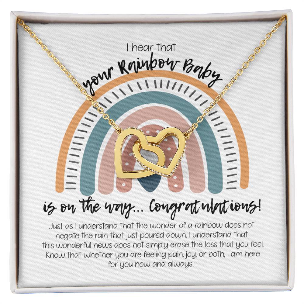 Rainbow Baby Necklace Interlocking Hearts Necklace