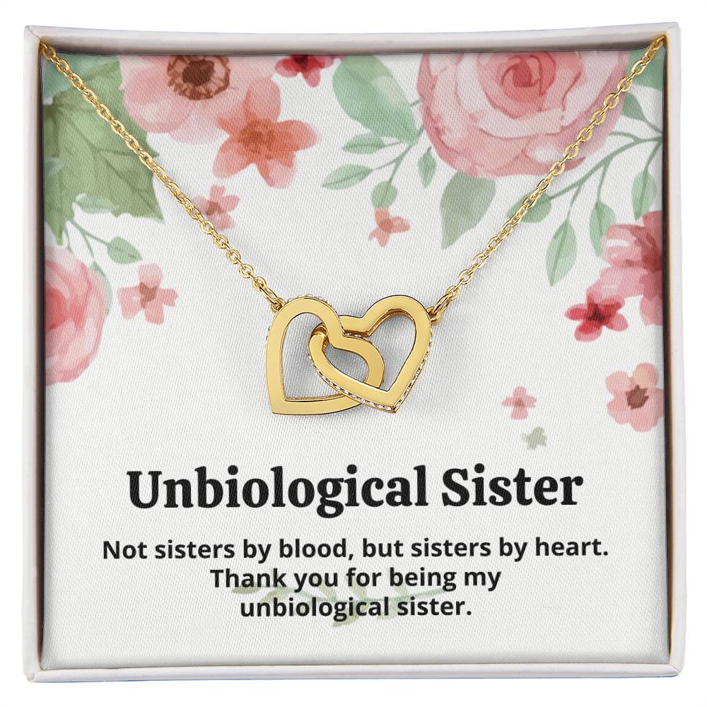 Unbiological Sister Necklace Interlocking Hearts Necklace